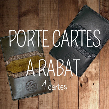 Porte cartes à rabat en cuir