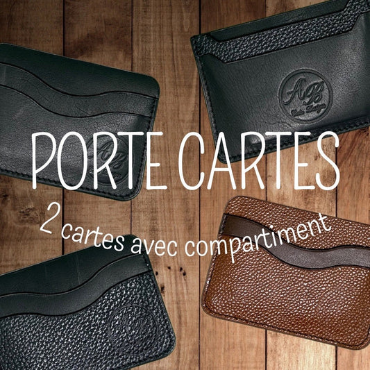 Porte cartes en cuir avec emplacement supplémentaire